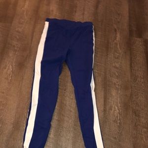Forever 21 blue leggings white side stripe